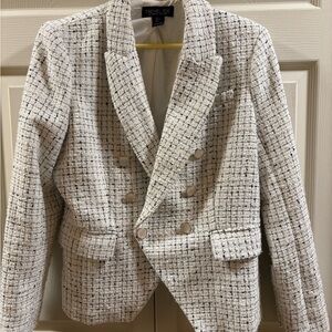 Rachel Zoe Women's Black and White Tweed Double Breasted Style Jacket